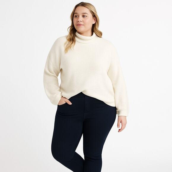 Sanctuary Women’s Plus 3X Cream Drop Shoulder Mock Neck Sweater NWT - Picture 1 of 16